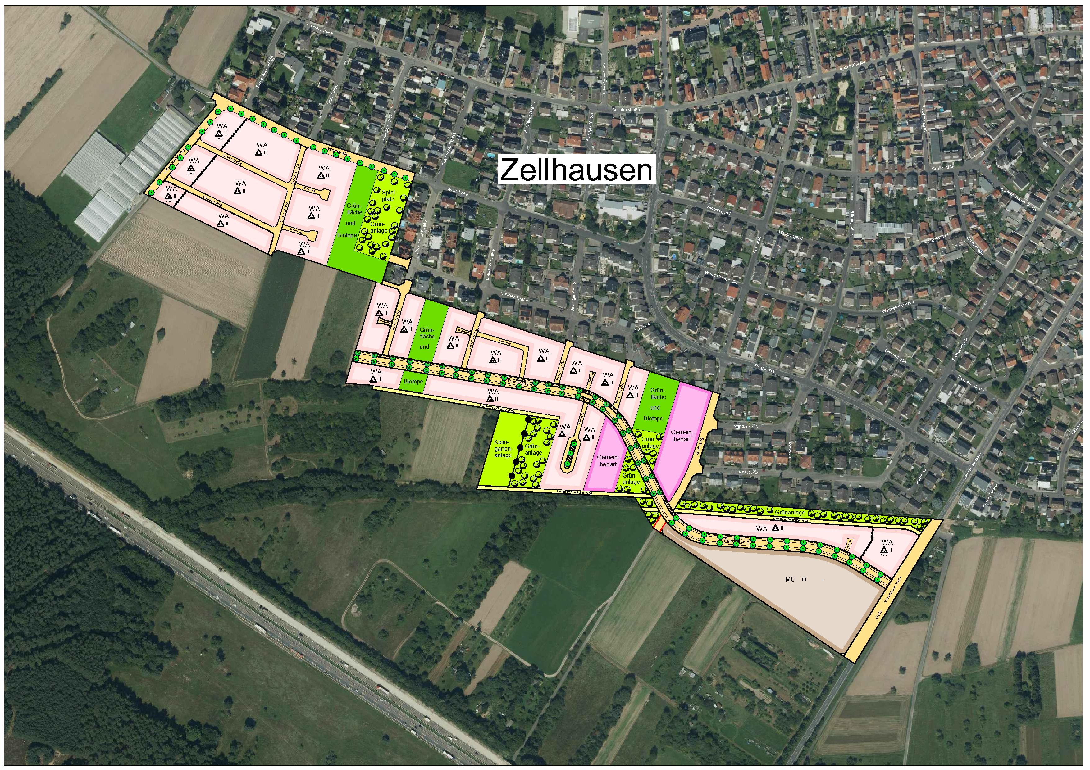 9-Städtebauliches Entwicklungskonzept-Zellhausen Südwest-2020-04-24 mit Luftbild